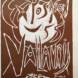 1957 PABLO PICASSO LITHOGRAPH Exhibition Poster Print Exposition de Vallauris Sheet Size c.14x10ins..