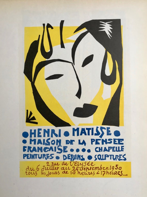 MATISSE litgraphies EAUX FORTESギャラリーポスター 1959 MATISSE Lithograph Tate Gallery Exhibition. Sheet Size C