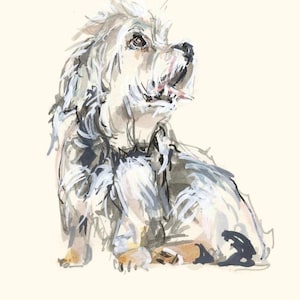 Beertje (Bea) Vonk Stampa grande 'TERRIER' su carta fatta a mano. 16,5x11,7 pollici Cane.