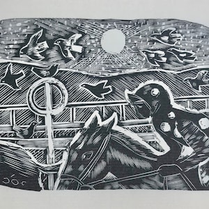 John O'Connor PLUMPTON RACES Original Woodcut Engraving Whittington Press Limited Edition