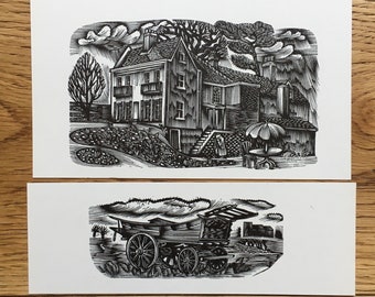 1956 DAVID GENTLEMAN A Pair of Wood Engravings Printed from the Original Blocks. W.S.Cowell Ltd 1956 C.5x3ins.