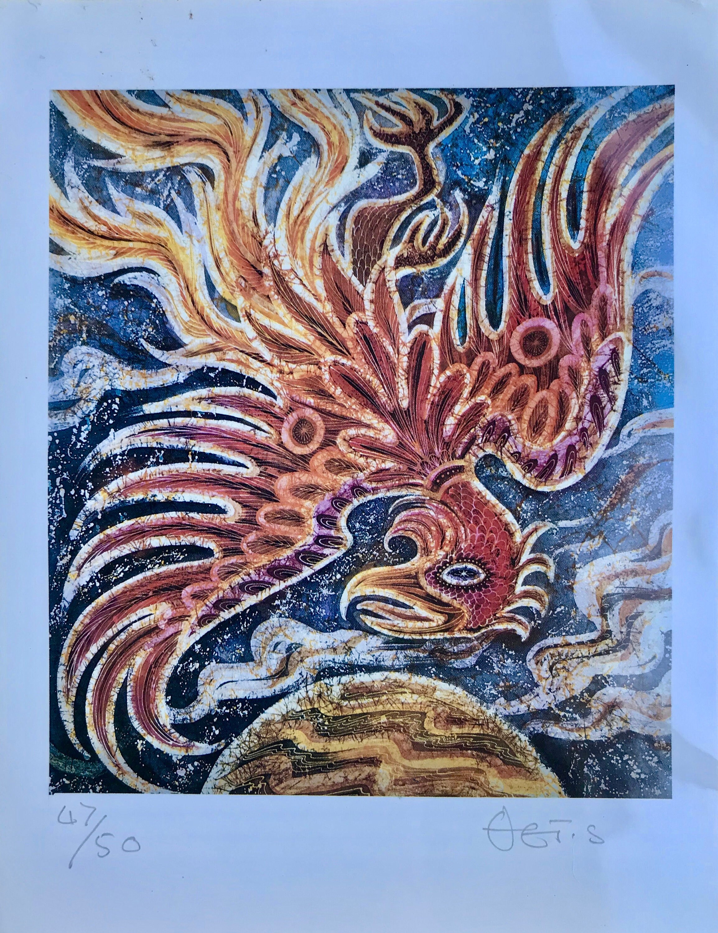THETIS BLACKER Signed Limited Edition Print 47/50 Mythograph Bird Image Size C.6x5ins.