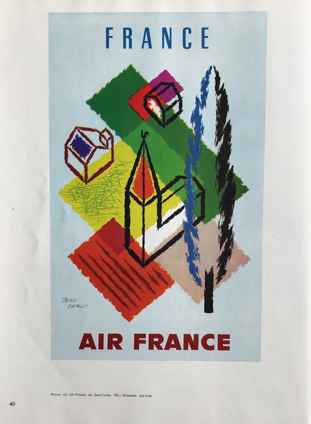 Original Poster Air France, Jean-Carlu 1959 main image 1