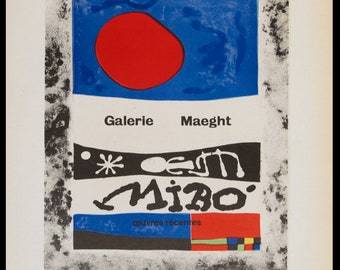 1959 JOAN MIRO Lithograph Galerie Maeght Exhibition Poster (1953). Sheet size c. 12x9 ins. Mourlot Freres Studio