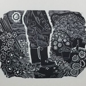 John O'Connor 'Gardening Boots' Original Holzschnitt Gravur Whitington Press Limited Edition