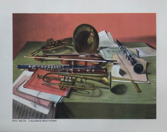 1953 BARNETT FREEDMAN LITHOGRAPH music Still Life Chromoworks