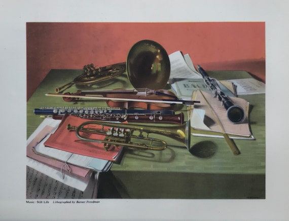 1953年 バーネット フリードマン リトグラフ「音楽: 静物画