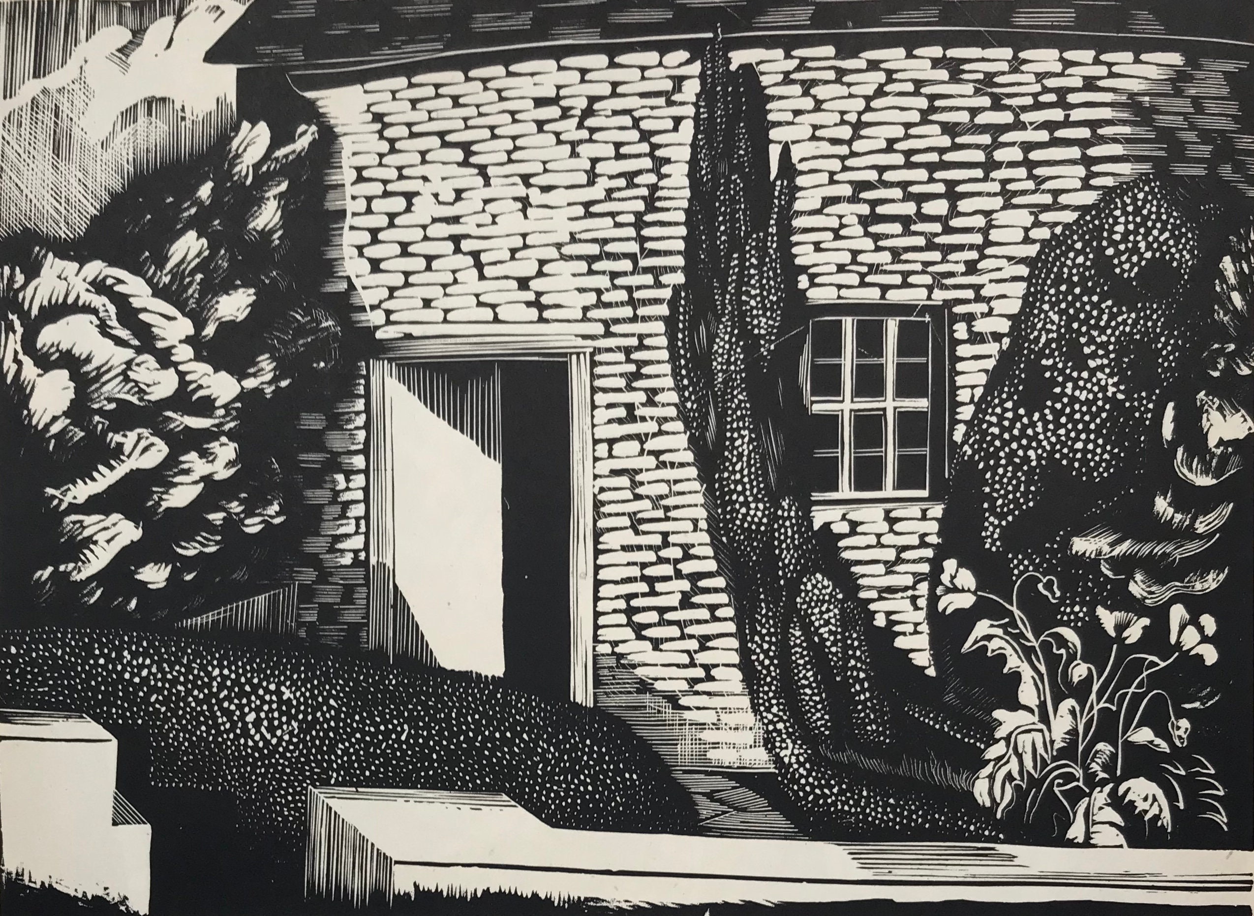 JOHN NASH 'gloucestershire Cottage' COTSWOLDS Wood Engraving. Printed