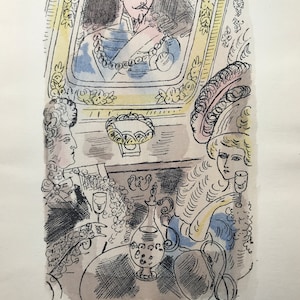 1930 CHAS-LABORDE Lithograph from Watercolour for Toulet&#39;s &#39;Mon Amie Nane&#39; Bar Restaurant Wine (Ltd Ed) Image C.6x4ins..on 8x6 Sheet