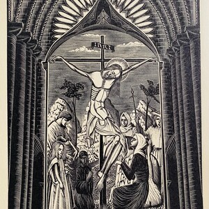 1950 LENNOX PATERSON Wood Engraving for 'The Roadmender' Crucifiction Glasgow School of Art Sheet Size 9.25x6.5ins.
