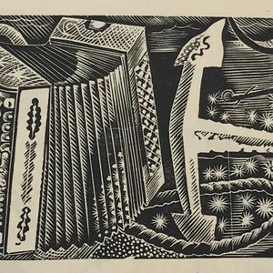 1950 John O'Connor Holzstich von einem Originalblock. Anker/Akkorddian/Meer. Shenval Press c.11x5cm.