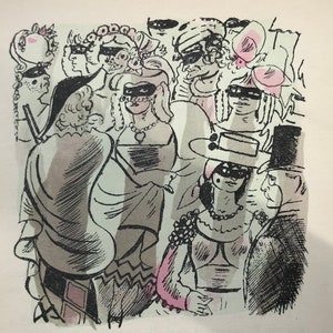 1930 CHAS-LABORDE Lithograph from Watercolour for Toulet&#39;s &#39;Mon Amie Nane&#39; Masque Ball (Ltd Ed) C.4x4ins..