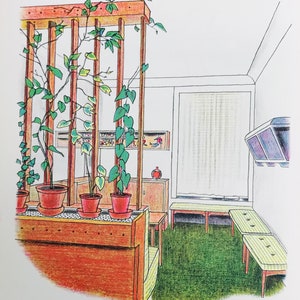 1954 ROLAND COLLINS LITOGRAFIA London Flat Heal's Furniture W.S.Cowell Ltd Dimensioni foglio 9,75x7 pollici.