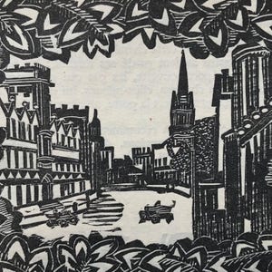 1928 MORIN-JEAN Woodcut  for Fayard&#39;s &#39;Oxford et Margaret&#39; C.5x3ins
