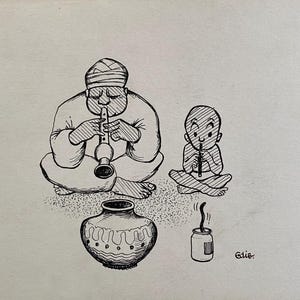 C.1960 'EDIE' W.J.EDWARDS Podpisany komiks piórem i tuszem. Rozmiar arkusza Snake Charmer ok. 11x7,5 cala.