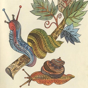 1944 HANS TISDALL AUTOLITHOGRAPH Illustration The Snail Sheet Size 10x8ins.