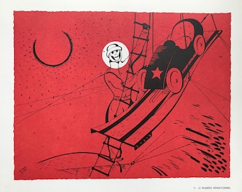 1944 SERGE CIRCUS LITHOGRAFIE 'Panorama du Cirque' Beperkte oplage Circusartiesten, circuspiste, clown, acrobaat, ca. 11,75 x 9,5 inch. Muurdecoratie
