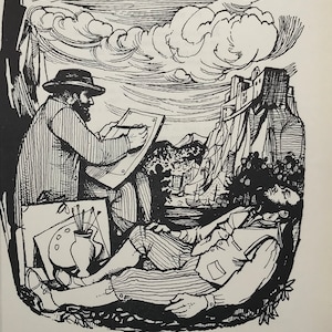 1948 JOHN MINTON Full Page Illustration from First Edition &#39;Time Was Away&#39; Alan Ross John Lehmann c9x6.5ins