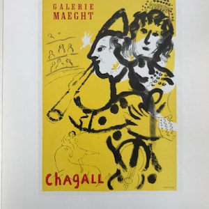 1959 MARC CHAGALL LITHOGRAPH Maeght Gallery, Paris (1957) Sheet Size c. 12x9 ins. Mourlot Freres Studio