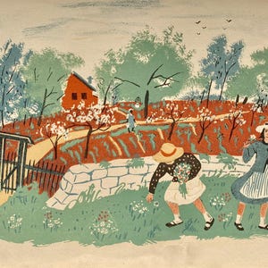 1936 ANNA DUCHESNE LITOGRAFIA „La Ronde des Mois” Wydrukowana przez Mourleta Freresa o wymiarach 9,25 x 7,25 cala..