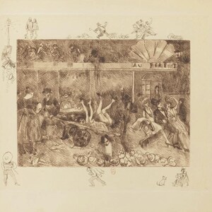 GUSTAVE ASSIRE 'Images Secrètes de Paris' Ristampa di un'acquaforte su carta di cotone pesante fatta a mano A3 16,5x11,7 pollici. Parigi Pigalle Montmartre
