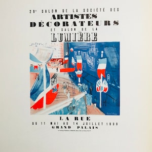 1959 RAOUL DUFY 1939 Exhibition Poster Sheet size c. 12x9 ins. Mourlot Freres Studio