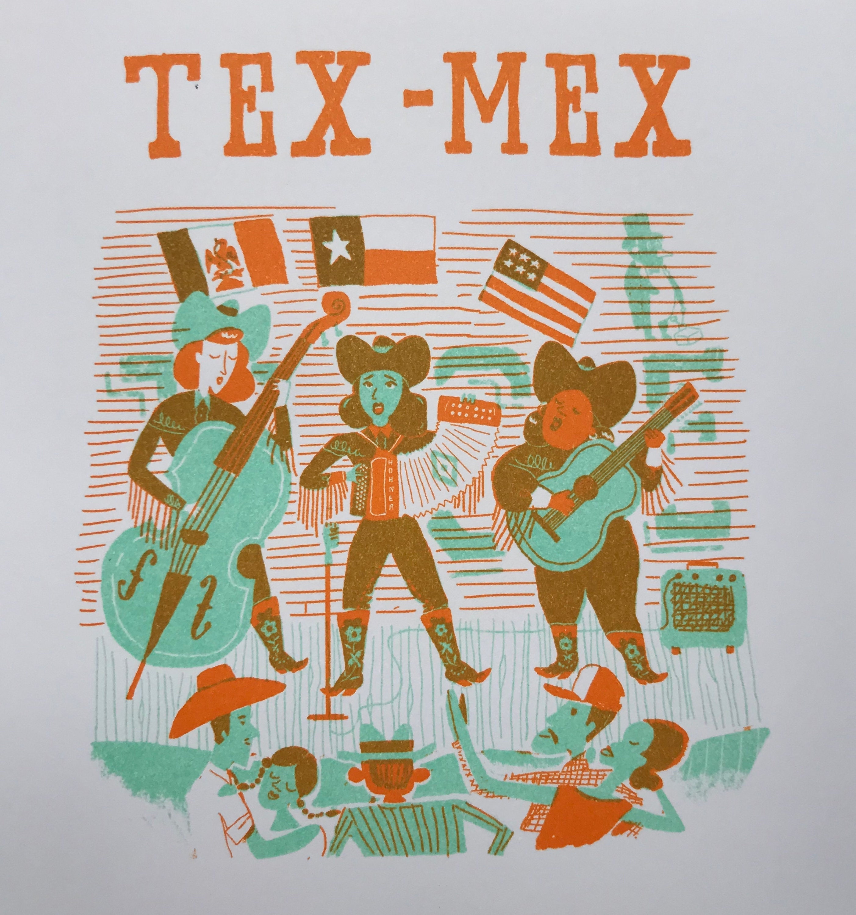 ALEX BARROW 'TEXMEX' Music Band Dance Heavy Uncoated Stock in 5 Pantone ...