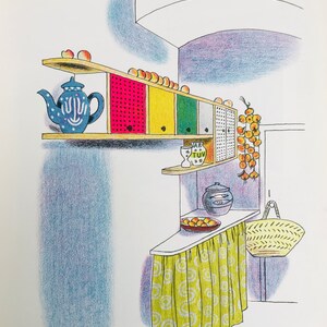 1954 ROLAND COLLINS LITOGRAFIA Earl's Court Flat W.S.Cowell Ltd Dimensioni foglio 9,75x7 pollici.