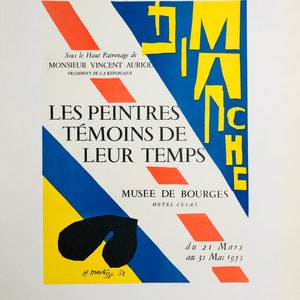 1959 HENRI MATISSE 'Les Peintres Témoins De Leur Temps' (1952 Exhibition Poster) Sheet size c. 12x9 ins. Mourlot Freres Studio