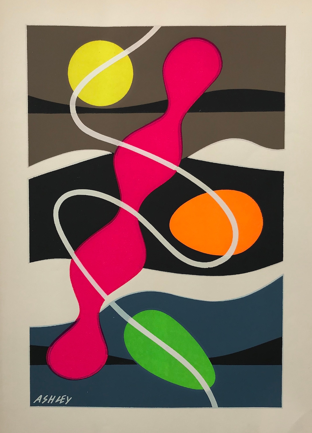 1952 ASHLEY HAVINDEN Abstrakt in Fluorescent Inks Expedite Publicity
