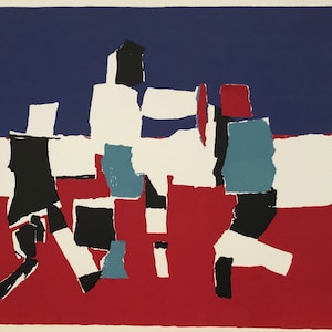 1953 Nicholas de Staël CURWEN PRESS 'Los jugadores'. Fútbol. Fútbol. Copa del Mundo. Encarte de 'Signature' de Oliver Simon. C.10x7.5ins..