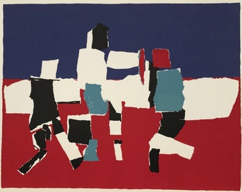 1953 Nicholas de Staël CURWEN PRESS &#39;The Players&#39;. Football. Soccer. World Cup. Insert from Oliver Simon&#39;s &#39;Signature&#39;.  C.10x7.5ins..