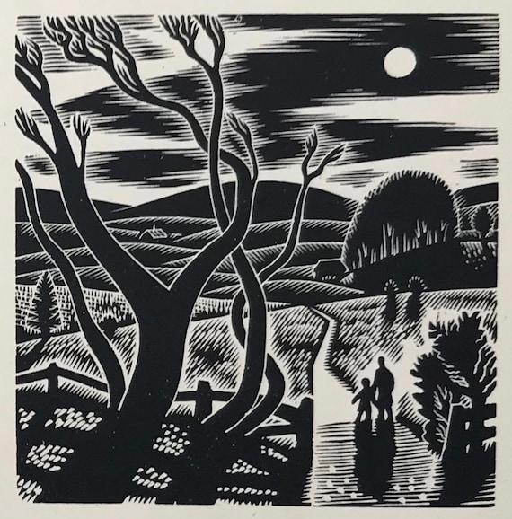 版画 風景 atelier 余白 下山明花 木版画 氷点下の夜に 版画 アート 美術