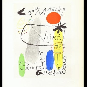 1959 JOAN MIRO Lithograph Galerie Maeght Exhibition Poster (1950). Sheet size c. 12x9 ins. Mourlot Freres Studio