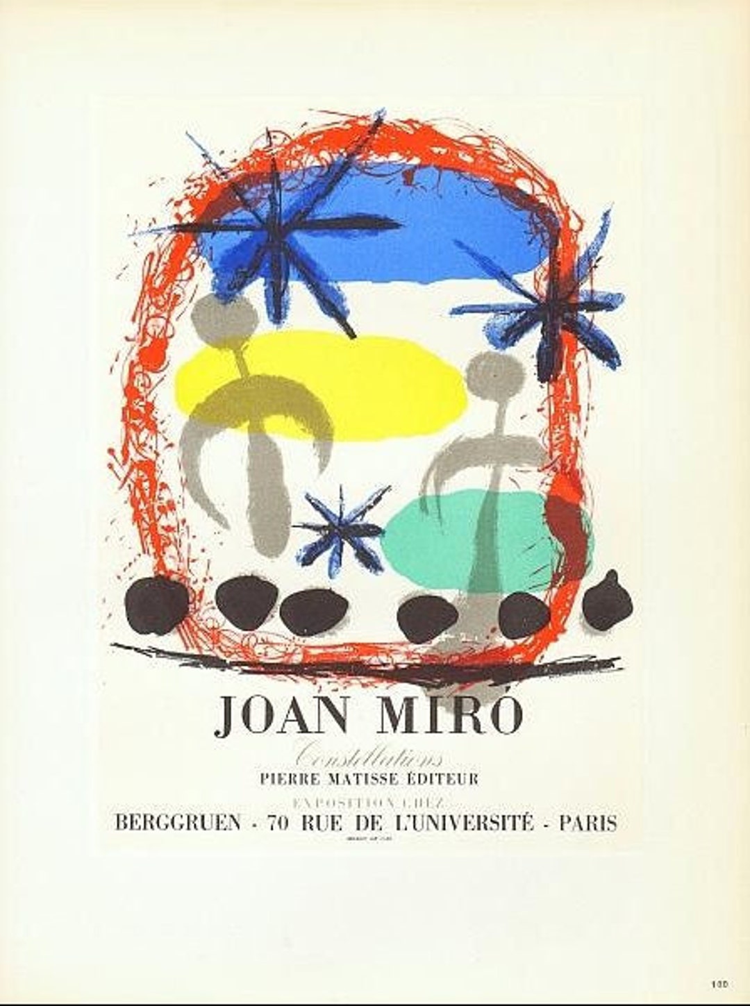 Original Poster By Joan Miro Galerie Matarasso, 1957 (Arches Paper) - Mourlot main image 1