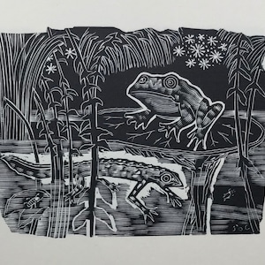 John O'Connor FROGS Original Holzschnitt Gravur Whitington Press Limited Edition