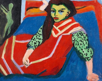 ERNST LUDWIG KIRCHNER Seated Girl (1910) Original in The Minneapolis Institute of Art. Print. Printed on 180gsm professional paper C.10x8ins