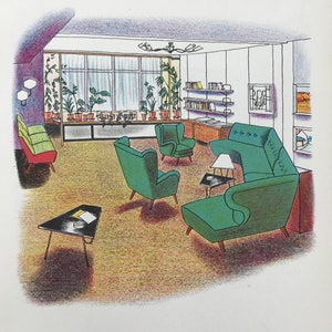 1954 ROLAND COLLINS LITOGRAFIA Bagno cittadino / Salotto di Tunbridge Wells. W.S.Cowell Ltd Dimensioni foglio 9,75x7 pollici.