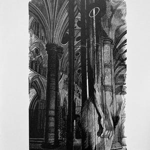 1997 サイモン・ブレット ゼルカル型紙に木版画「Music of Dark Tones」 ランパント・ライオンズ・プレス。セバスチャン・カーター。c6.5x4インチ