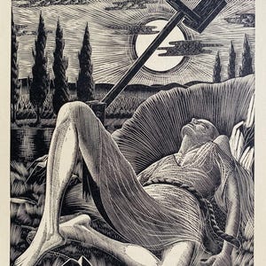 1950 LENNOX PATERSON Wood Engraving for &#39;The Roadmender&#39; Glasgow School of Art Sheet Size 9.25x6.5ins.
