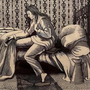 TIRZAH GARWOOD RAVILIOUS. Stampa di incisione su legno "Inverno" su carta fatta a mano 100% cotone 150gsm. A4.
