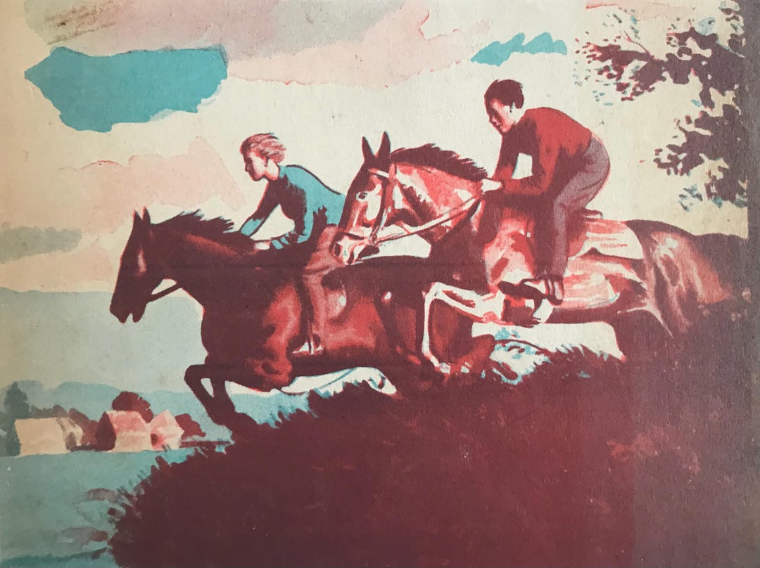 1953 DOUGLAS ROLFE Cover Illustration Horses Point to Point Jumping C.5 ...