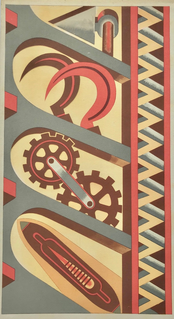 1950 FORTUNATO DEPERO LITHOGRAPHED Panel for Verzocchi Art