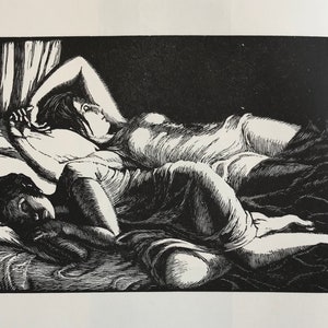 GWEN RAVERAT &#39;Sleepers’ Wood Engraving Printed from the Original 1927 Hardwood Block. Sheet Size 11x8.5ins with Image C.7x5ins