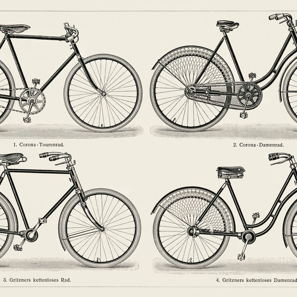 BICYCLES FAHRRADER Meyers Konversations-Lexikon. Printed on 180gsm professional paper.  C.10x8ins