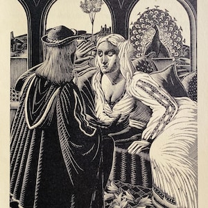1950 LENNOX PATERSON Wood Engraving for 'The Roadmender' Courting Glasgow School of Art Sheet Size 9.25x6.5ins.