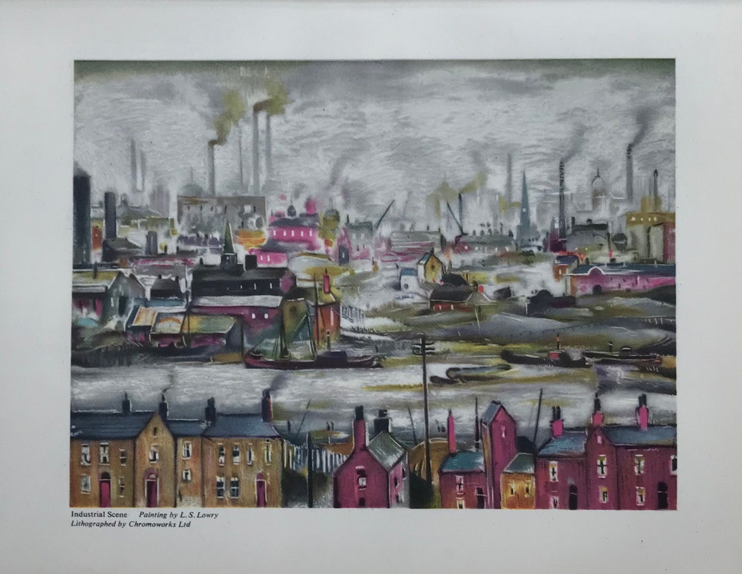 1953-ls-lowry-lithograph-industrial-scene-chromoworks-ltd-j-lyons