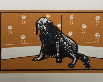 1925 Carlègle Original Woodcut 'Mon Amie Nane' (Ltd Ed of 585 numbered copies) 4x2ins.. Leon Pichon Art Déco 'Le Bon Chien Cocktail' Dog