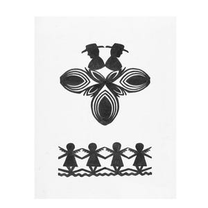 DESIGN TAGLIO CARTA POLACCO. Stampato su carta di cotone con bordo frastagliato fatta a mano. A4.