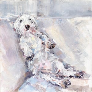 Beertje (Bea) Vonk Stampa grande 'TERRIER' su carta fatta a mano. 16,5x11,7 pollici Cane.